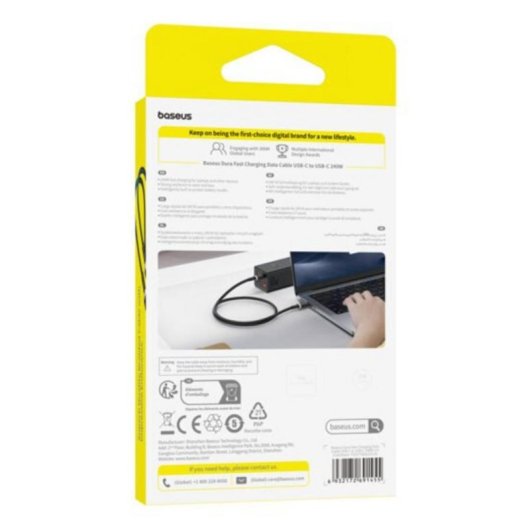 Cable USB-C Baseus Dura 240W 1 m Noir et Or