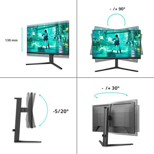 Écran PC Philips Evnia 3000 24M2N3200AM/01 23,8" Full HD 180Hz Fast IPS HDR10 Hauteur Réglable