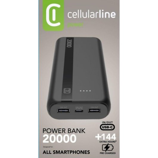 Power Bank Cellularline 20000mAh USB-C 12W Nero