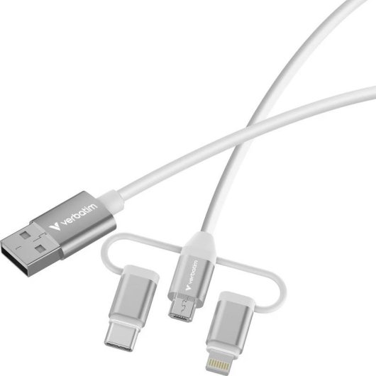 Kabel USB Verbatim 3 in 1 1 m USB A zu USB-C/Micro USB/Lightning Weiß