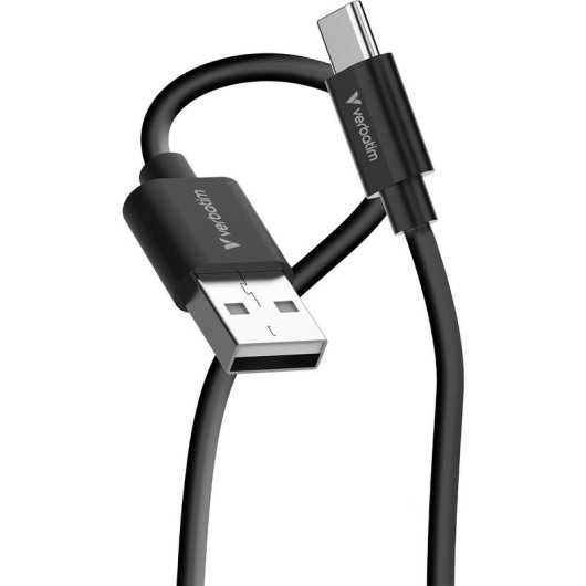 Kabel USB Verbatim 32393 1 m USB A nach USB C USB 2.0 Schwarz und Weiß
