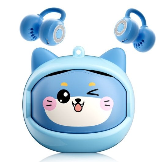 Auricolari Blackview Airbudsk1 Bluetooth 6.0 wireless per bambini, design divertente blu