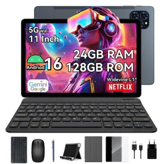 Tablet ExcitPower T90 WiFi 11" 8GB 128GB Gris con Teclado y Stylus Pen