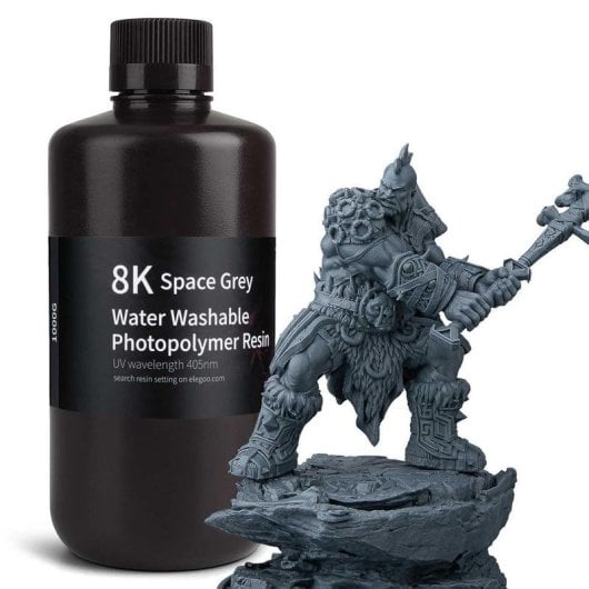 Resina para impresión 3D Elegoo 8K lavable con agua 1000g Gris