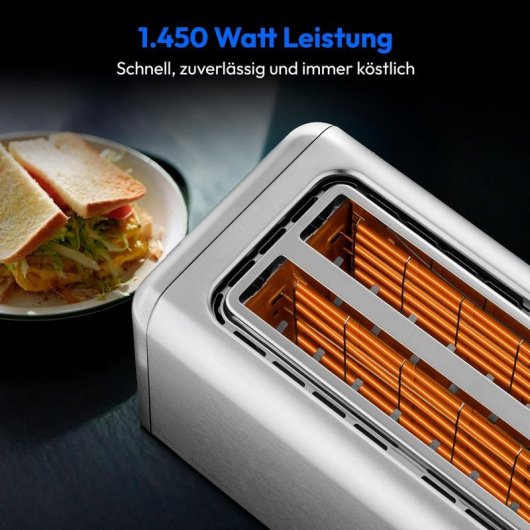 Tostadora MEDION MD 12103 4 rebanadas 1450 W acero inoxidable