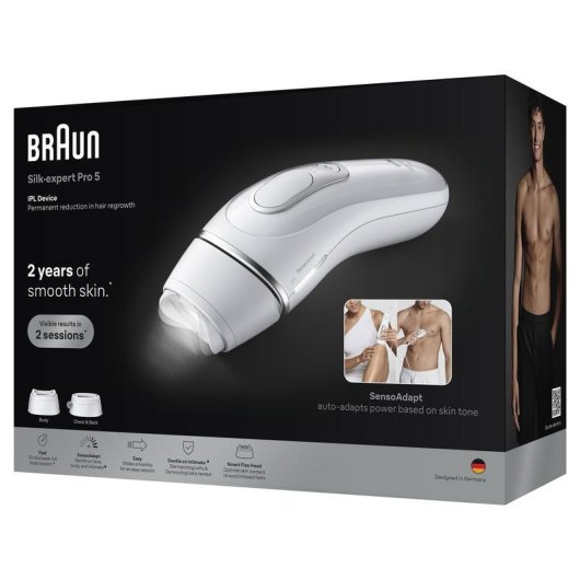 Depiladora Luz Pulsada IPL Braun Silk-expert Pro 5 PL5234 10 Niveles 2 Cabezales