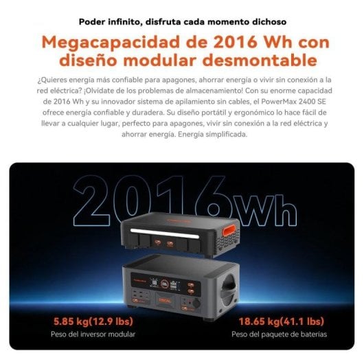 Estación de energía OSCAL Powermax 2400 SE 2016Wh 8 puertos LiFePO4 Panel solar