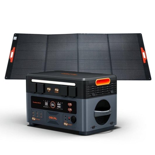 Estación de energía OSCAL Powermax 2400 SE 2016Wh batería LiFePO4 8 puertos panel solar recarga flexible