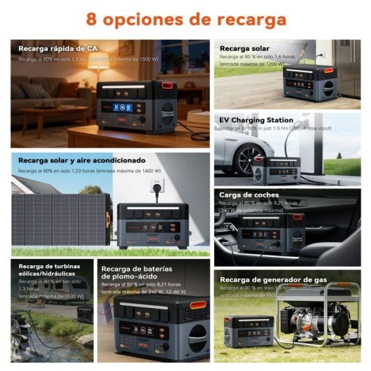 Estación de energía OSCAL Powermax 2400 SE 2016Wh batería LiFePO4 8 puertos panel solar recarga flexible
