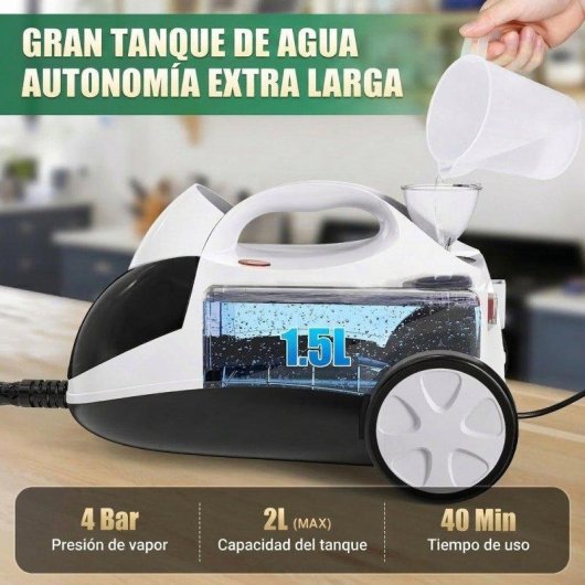 Dampfreiniger Rolipo 2000 W 4 bar Tank 2 Liter Autonomie 40 Minuten weiß