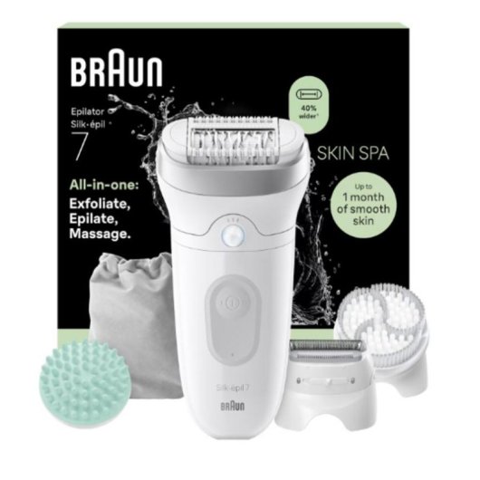 Depiladora Eléctrica Braun Silk-épil 7 7-081 Inalámbrica 2 Velocidades 6 Cabezales Seco y Húmedo