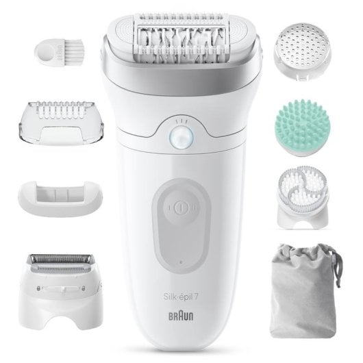 Depiladora Eléctrica Braun Silk-épil 7 7-081 Inalámbrica 2 Velocidades 6 Cabezales Seco y Húmedo