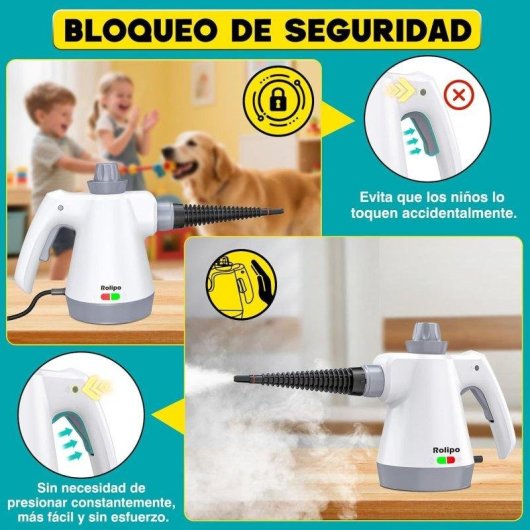 Limpiador a vapor portátil Rolipo 1050 W 440 ml pistola de vapor doméstica multifunción