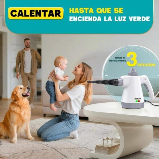 Limpiador a vapor portátil Rolipo 1050 W 440 ml pistola de vapor doméstica multifunción