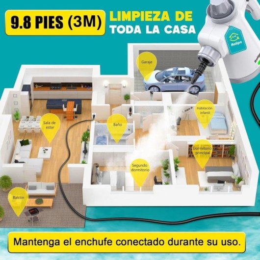 Limpiador a vapor portátil Rolipo 1050 W 440 ml pistola de vapor doméstica multifunción