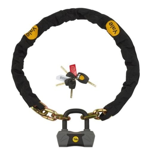 Candado de Cadena Yale para Bicicleta 1,1 m con Llave y Cerradura de Titanio Oro