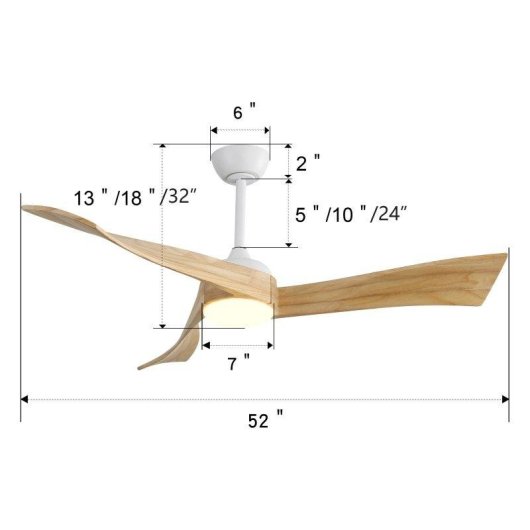 Ventilador de Techo con Luz Rolipo 18W 132cm 6 Velocidades Motor DC Mando Temporizador Función Invierno