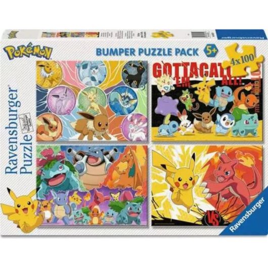 Puzzle Ravensburger Pokémon-Kumpels 4x100 Pezzi Bambini 5 anni