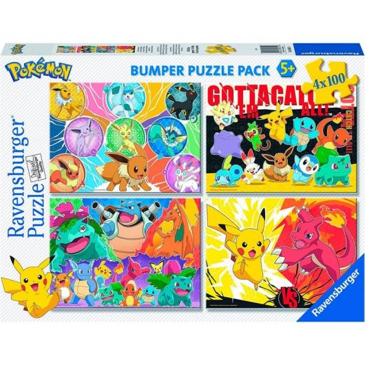 Puzzle Ravensburger Pokémon-Kumpels 4x100 Pezzi Bambini 5 anni