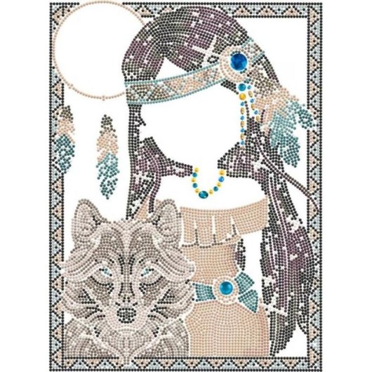 Kit Diamond Dotz Rapariga Indiana com Lobo Adulto Multicolor Intermédio 400x300 mm