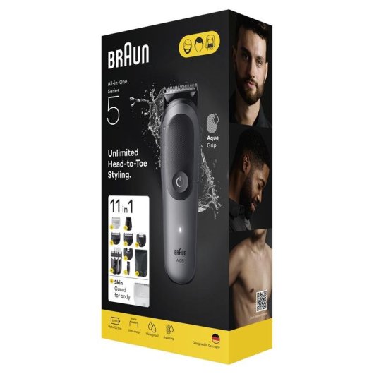 Máquina de Cortar Cabelo Braun 80789913 Sem Fios 21 Comprimentos 120min 8 Pentes À Prova de Água Carga Rápida