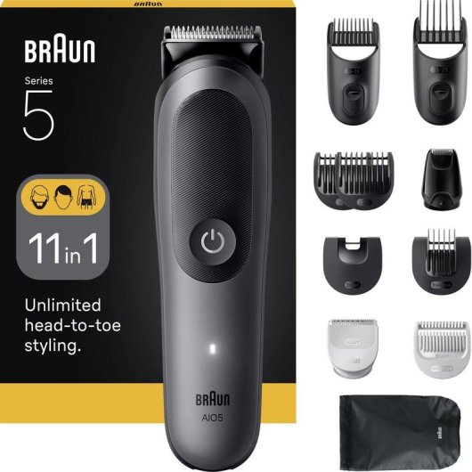 Máquina de Cortar Cabelo Braun 80789913 Sem Fios 21 Comprimentos 120min 8 Pentes À Prova de Água Carga Rápida