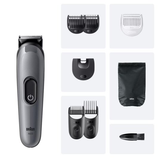 Máquina de Cortar Cabelo Multifunções Braun 80789915 Sem Fios 21 Comprimentos 50min 6 Pentes À Prova de Água
