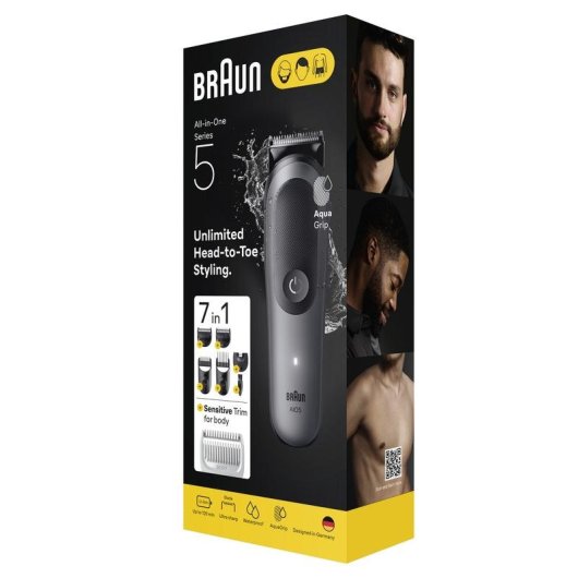 Multifunktions-Haarschneider Braun 80789911 Kabellos 120min 21 Längen 6 Aufsätze Wasserdicht Schnellladung