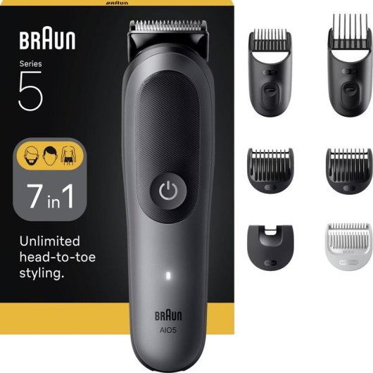 Multifunktions-Haarschneider Braun 80789911 Kabellos 120min 21 Längen 6 Aufsätze Wasserdicht Schnellladung