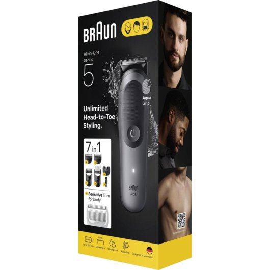 Multifunktions-Haarschneider Braun 80789911 Kabellos 120min 21 Längen 6 Aufsätze Wasserdicht Schnellladung