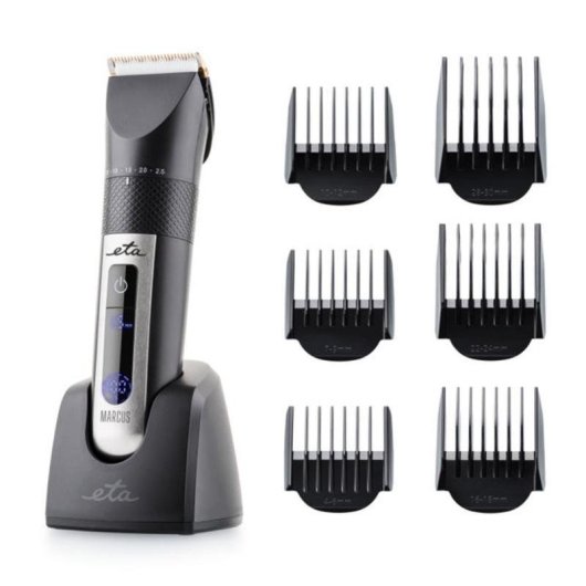 Máquina de Cortar Cabelo Profissional ETA Marcus Sem Fios 0,5-2,5 mm 80min 6 Pentes Lâmina Cerâmica