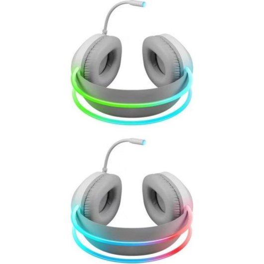 Auriculares Defender Eclipse RGB inalámbricos USB para gaming con aislamiento cerrado blancos