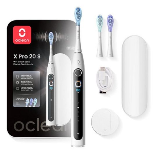 Brosse à Dents Oscillante Clean X Pro 20 4 Modes 3 Embouts IA Étui USB