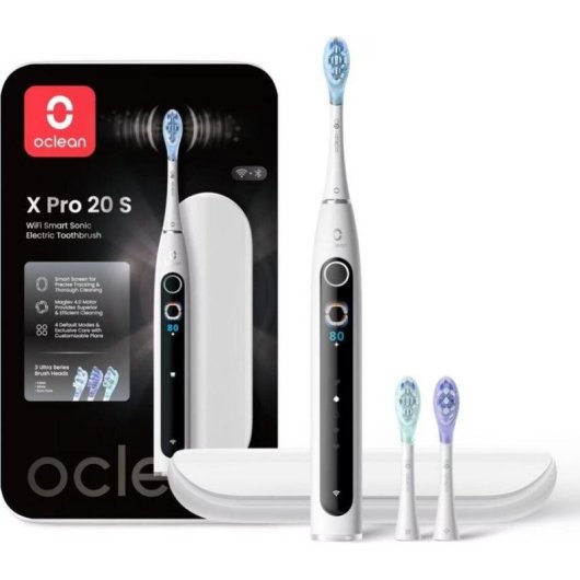 Brosse à Dents Oscillante Clean X Pro 20 4 Modes 3 Embouts IA Étui USB