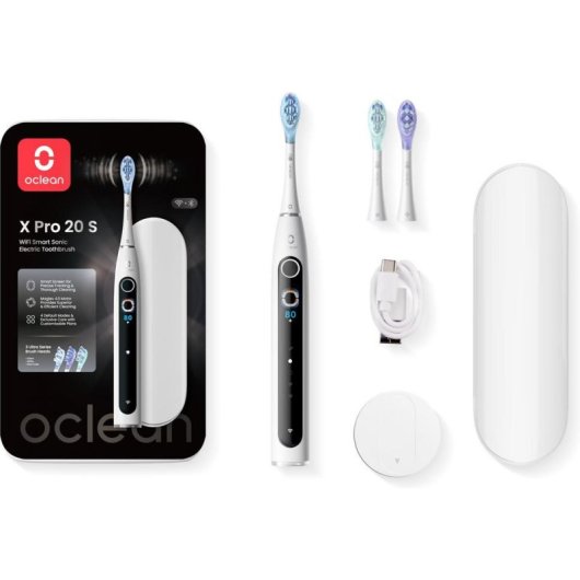 Brosse à Dents Oscillante Clean X Pro 20 4 Modes 3 Embouts IA Étui USB
