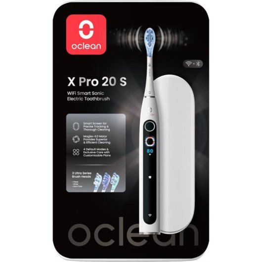 Brosse à Dents Oscillante Clean X Pro 20 4 Modes 3 Embouts IA Étui USB