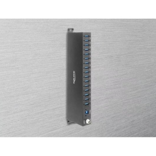Hub Delock 16 Ports 5 Gbps Modell 60793 mit ESD und DIN-Schienenmontage