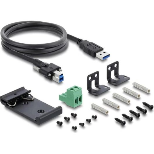 Hub Delock 16 Ports 5 Gbps Modell 60793 mit ESD und DIN-Schienenmontage