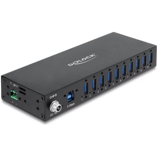 Hub Delock 10 Ports 5 Gbps Modell 60792 Industriemontage robust
