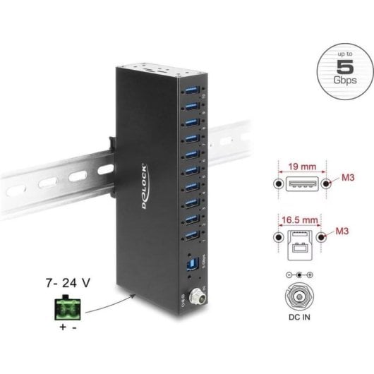 Hub Delock 10 Ports 5 Gbps Modell 60792 Industriemontage robust