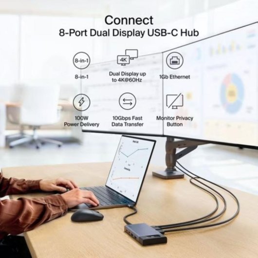 Hub Belkin 8 puertos USB-C modelo INC027HQSGY para dos pantallas