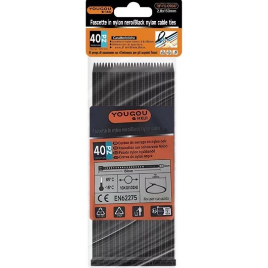 Kabelbinder Avizar YG-09047 Nylon Schwarz 2.8 x 150 mm 40 Stück