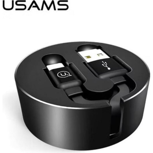 Cable Retráctil Usams Lightning a USB-A 1 m Negro