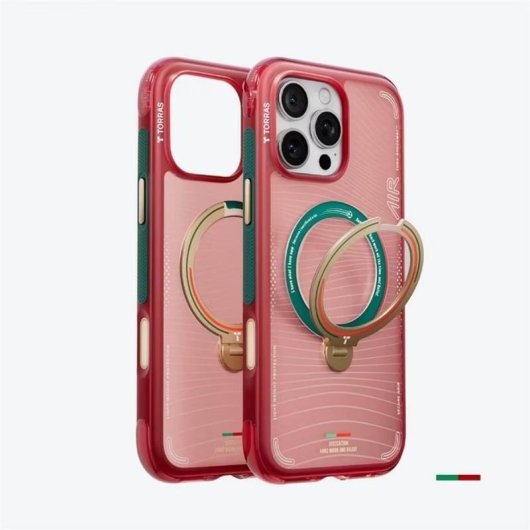 Funda para móvil Torras Ostand Q3 Air Backcover TPU Roja con MagSafe para iPhone 16 Pro