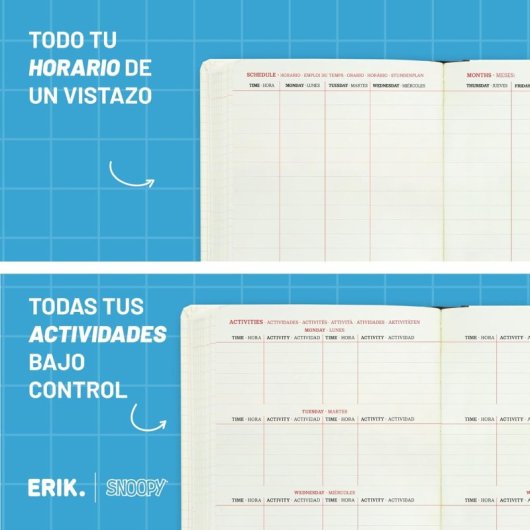 Agenda Escolar Grupo Erik Snoopy Día Página 11 Meses