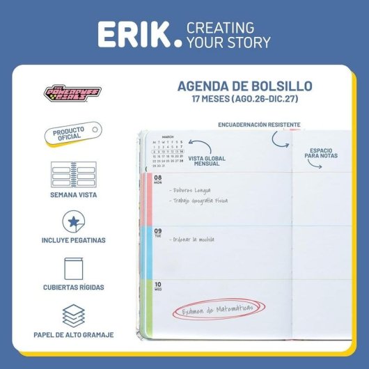 Agenda Groupe Erik Supernenas Pocket 17 Mois