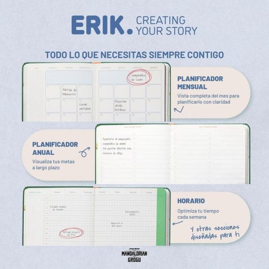 Agenda escolar Grupo Erik The Mandalorian and Grogu semana vista pocket