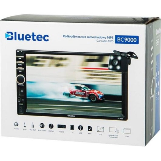 Radio 2DIN GrizzGlass BLUETEC BC9000 7" Pantalla Táctil Full HD con Cámara Cofania
