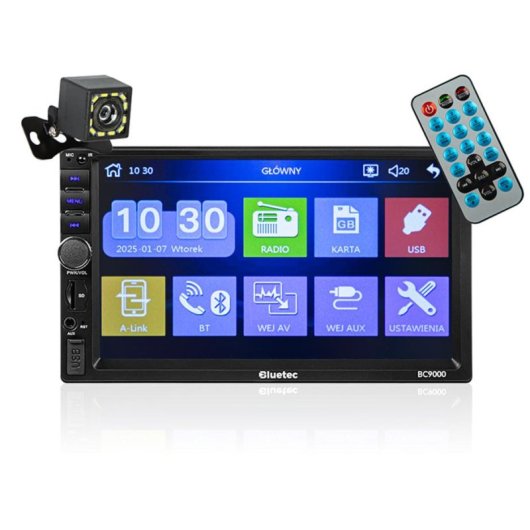 Radio 2DIN GrizzGlass BLUETEC BC9000 7" Pantalla Táctil Full HD con Cámara Cofania