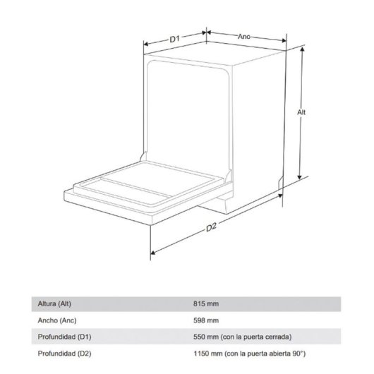 Lavavajillas Midea MDWEB1403LB-WS 14 Servicios E con puerta deslizante y app